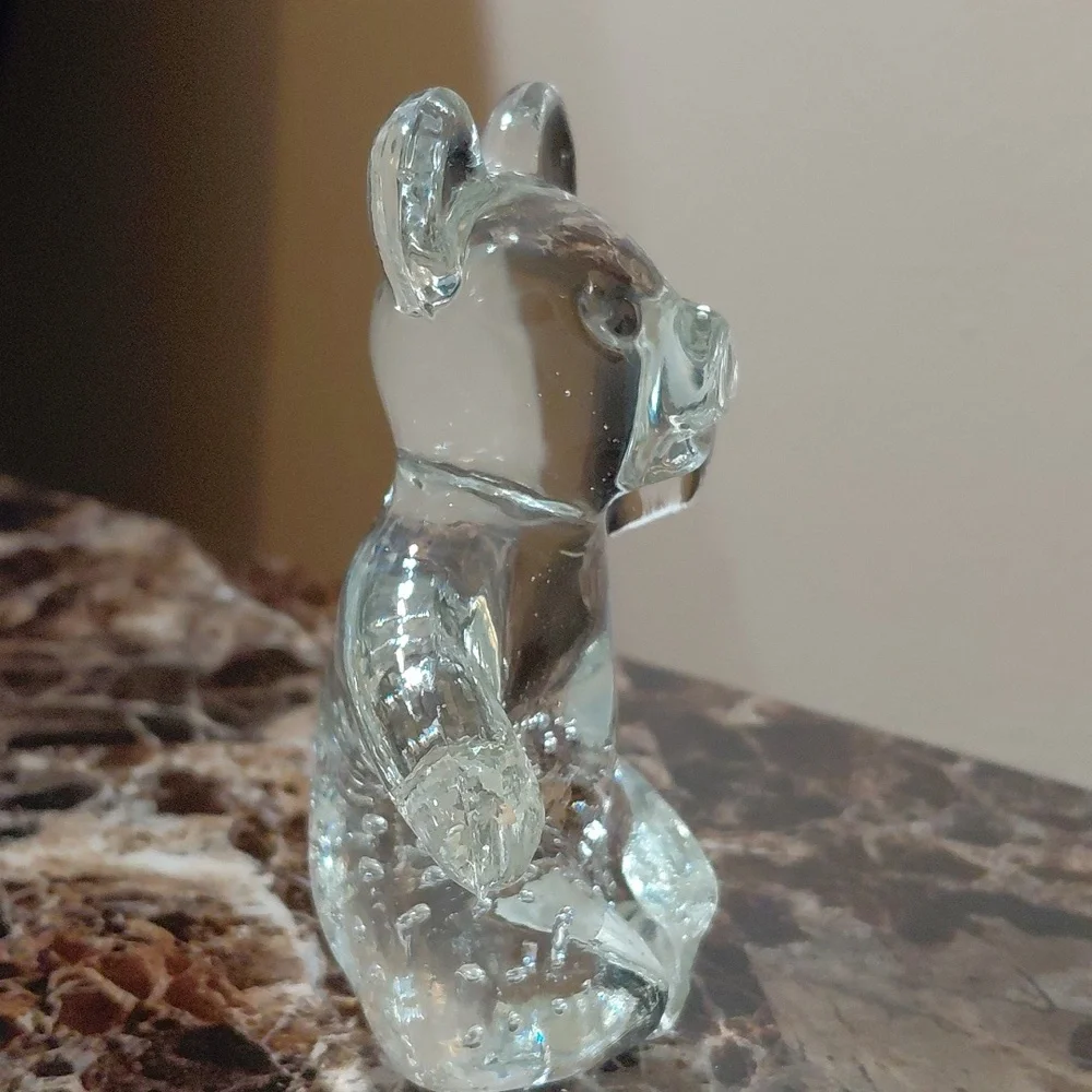 Vintage Controlled Bubbles Glass Sitting Teddy Bear Figurine Paperweight